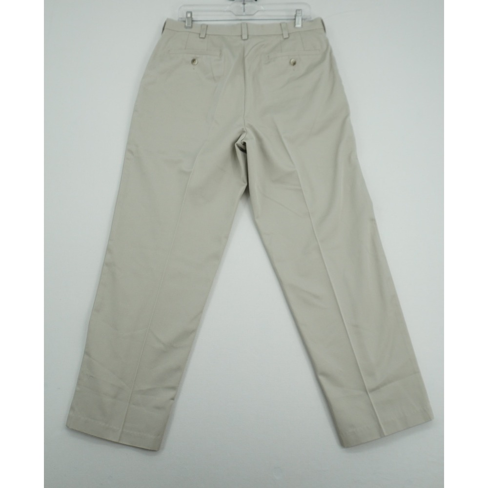 Savane Mens Dress Pants Tan Khaki Flat Front Straight Leg Trousers‎ 33x29